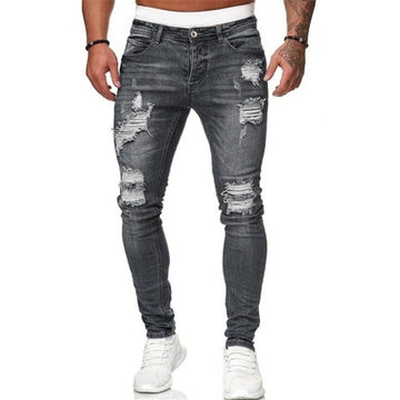 Men Pencil Jeans  Solid Color Straight Classic Denim Trousers Casual Daily For Office Parties Male Slim Fit Cowboy Pants aidase-shop